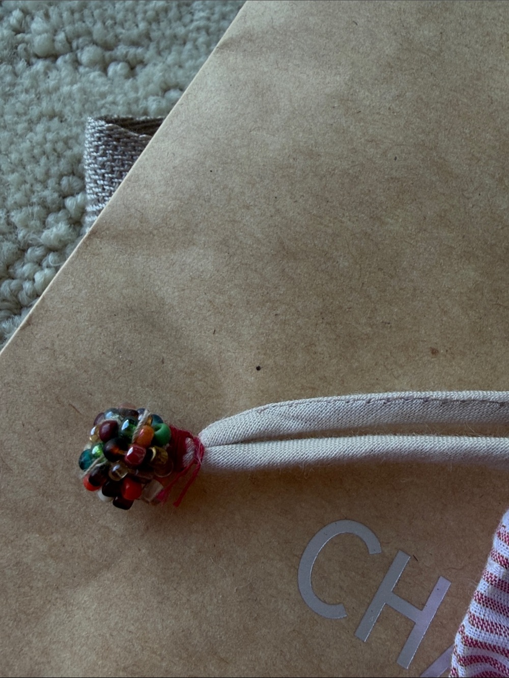 Chan Luu JAPAN EDITION orange Pink, Cream & Brown Beaded Leather Wrap Bracelet - Picture 7 of 8